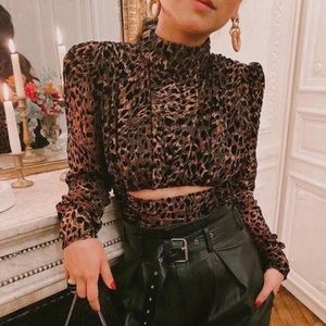 Camila Coelho Collection Kristi top, brown leopard